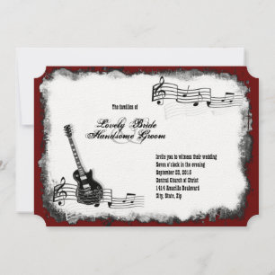 Inbjudan till Electric Guitar Black Red Music Wedd