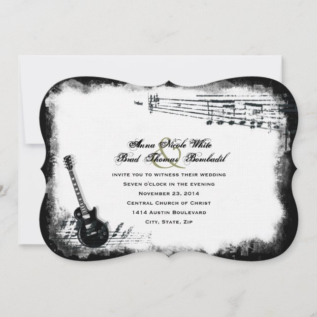 Inbjudan till Electric Guitar Rough Music Wedding (Framsida)