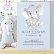 Inbjudan till elefant Boys baby Shower
