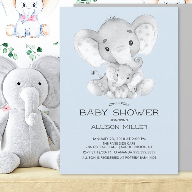 Inbjudan till elefant Boys baby Shower (Skapare uppladdad)