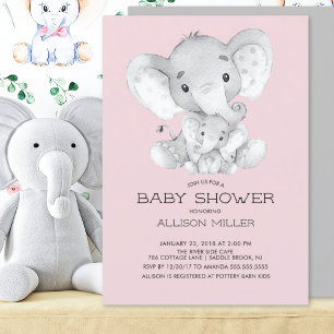 Inbjudan till elefant Girls babydusch