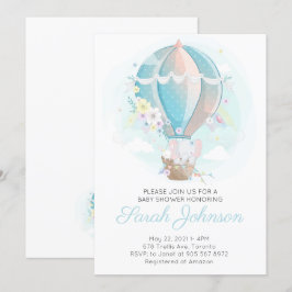 Inbjudan till elefant i Luftballong Baby Shower
