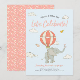 Inbjudan till elefant Luftballong på födelsedagen