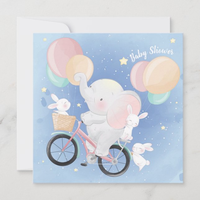 Inbjudan till elefant- och Bunnies babykläder (Framsida)
