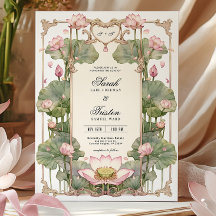 Inbjudan till elegant Asian Lotus Wedding