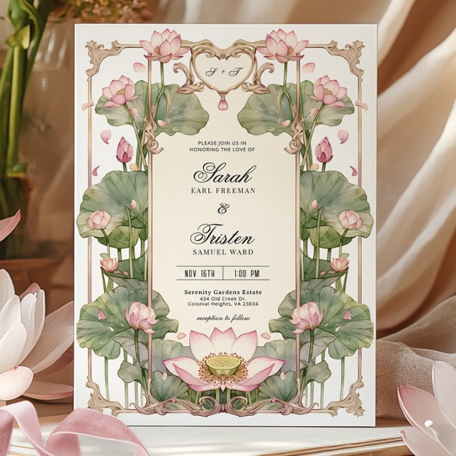 Inbjudan till elegant Asian Lotus Wedding (Skapare uppladdad)