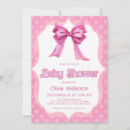 Inbjudan till Elegant av rosa Bow Baby Shower