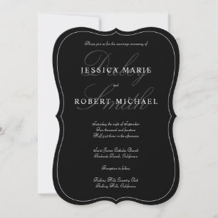 Inbjudan till elegant av typen Black & White Weddi