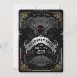 Inbjudan till elegant Batty Delight Halloween fest