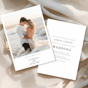 Inbjudan till elegant Beach-fotominimalistisk bröl