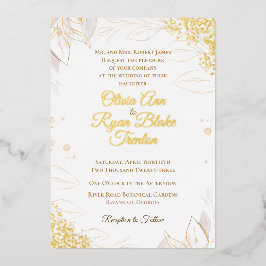 Inbjudan till elegant Beige Blommigt Foil Wedding