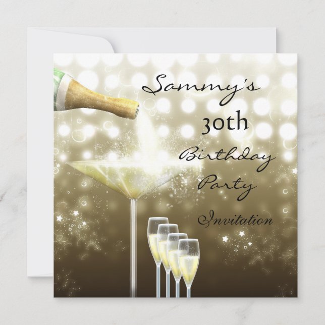 Inbjudan till Elegant Beige Guld i 30års födelseda (Framsida)