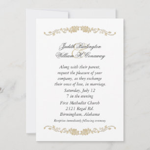 Inbjudan till Elegant Beige och White Wedding