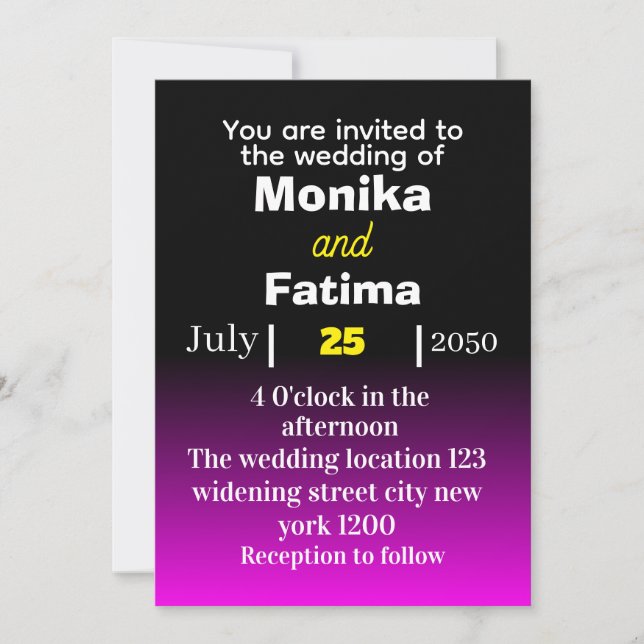 Inbjudan till elegant Black and Blue Wedding (Framsida)