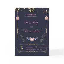 Inbjudan till elegant Black and Geometric Blommigt