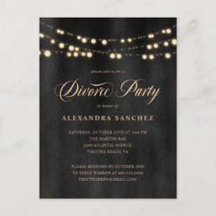 Inbjudan till elegant Black and Guld Divorce Party