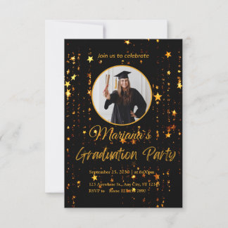 Inbjudan till elegant Black and Guld Studentfest