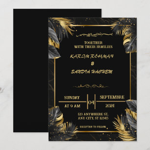 Inbjudan till elegant Black and White Muslim Weddi