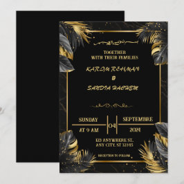 Inbjudan till elegant Black and White Muslim Weddi