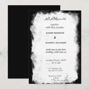 Inbjudan till elegant Black and White Muslim Weddi