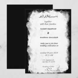 Inbjudan till elegant Black and White Muslim Weddi