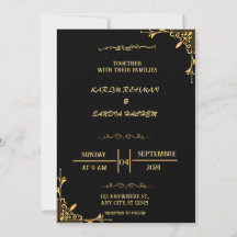 Inbjudan till elegant Black and White Muslim Weddi