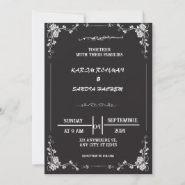 Inbjudan till elegant Black and White Muslim Weddi
