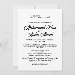 Inbjudan till elegant Black and White Muslim Weddi
