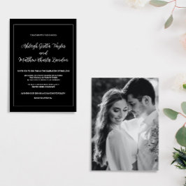 Inbjudan till elegant Black and White Photo Weddin