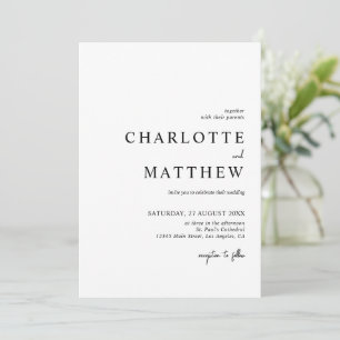Inbjudan till elegant Black and White Script Weddi