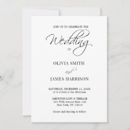 Inbjudan till elegant Black and White Simple Weddi