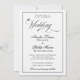 Inbjudan till elegant Black and White Wedding