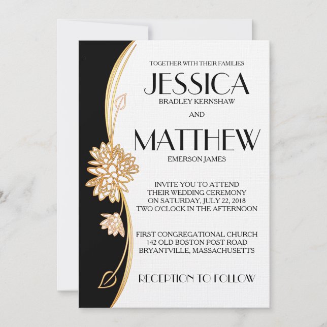 Inbjudan till elegant Black and White Wedding (Framsida)