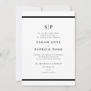 Inbjudan till elegant Black and White Wedding