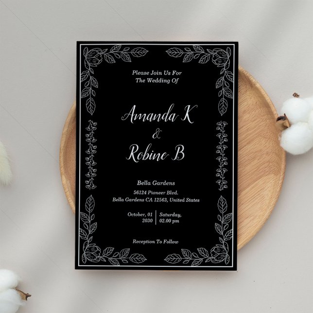 Inbjudan till elegant Black and White Wedding (Skapare uppladdad)