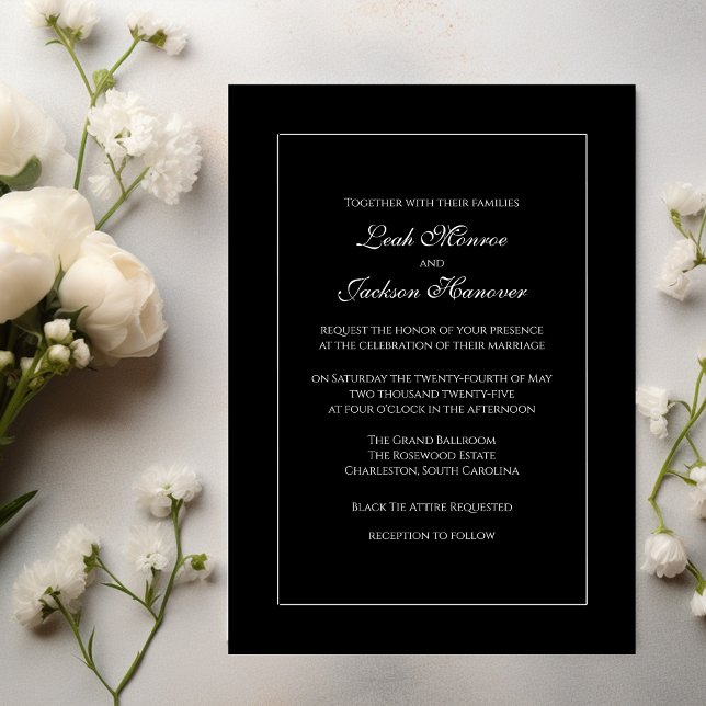 Inbjudan till elegant Black and White Wedding (Skapare uppladdad)