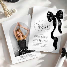 Inbjudan till elegant Black Bow Photo Grad Party