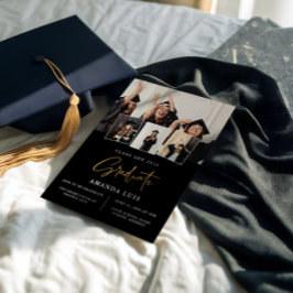 Inbjudan till elegant Black & Guld Studenten