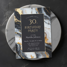 Inbjudan till elegant Black och Guld 30års födelse