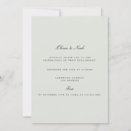 Inbjudan till elegant Black & Sage Grönt -Förlovni