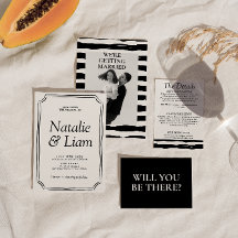 Inbjudan till elegant Black & White Old Money Rand