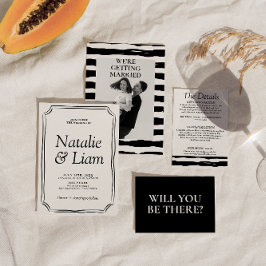 Inbjudan till elegant Black & White Old Money Rand