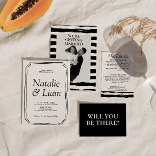 Inbjudan till elegant Black & White Old Money Rand