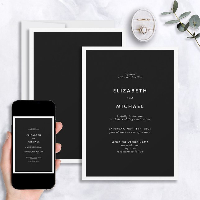 Inbjudan till elegant Black & White Typography Brö (Skapare uppladdad)