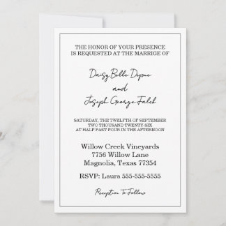Inbjudan till elegant Black & White Wedding