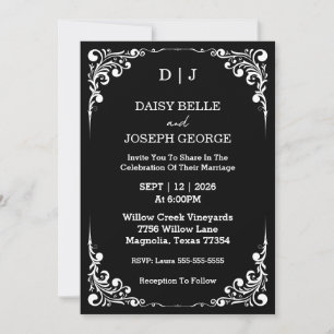 Inbjudan till elegant Black & White Wedding