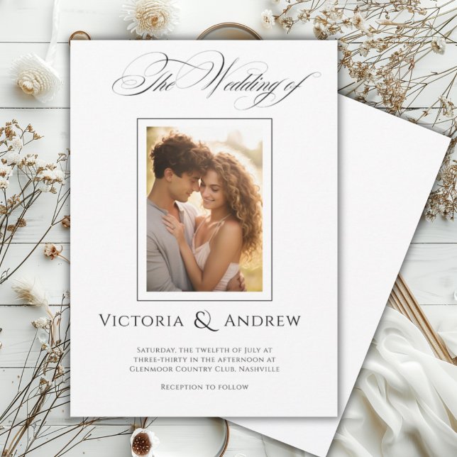 Inbjudan till elegant Black & White Wedding och fo (Skapare uppladdad)