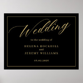 Inbjudan till elegant Black & White Wedding Poster