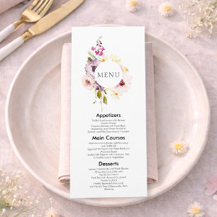 Inbjudan till elegant Blommigt Bröllop-menyn