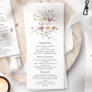 Inbjudan till elegant Blommigt Bröllop-menyn